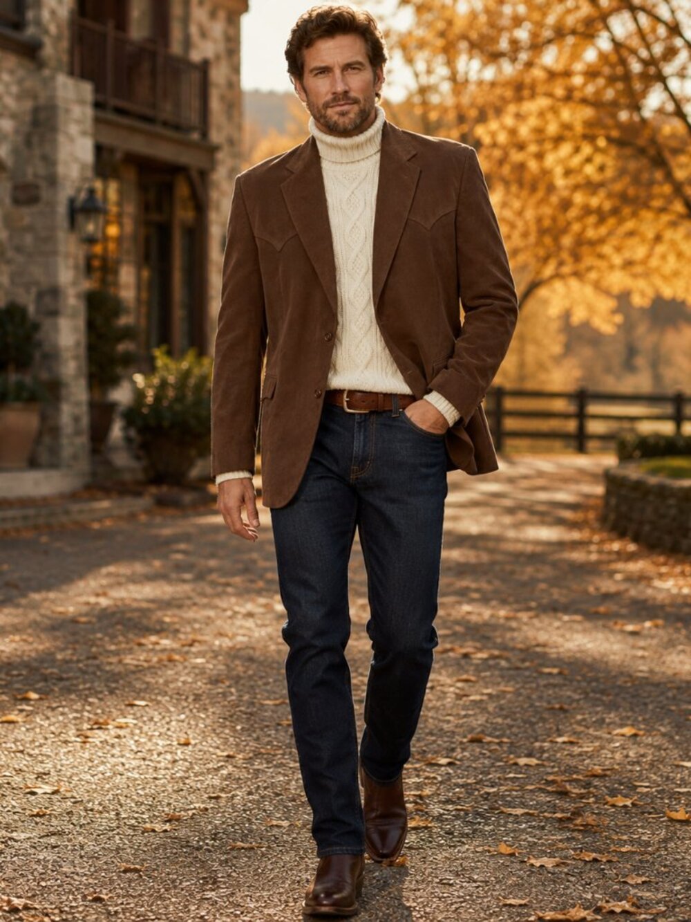 Vintage Loredo Clothing Mens 52L Brown Western Blazer Suede Look